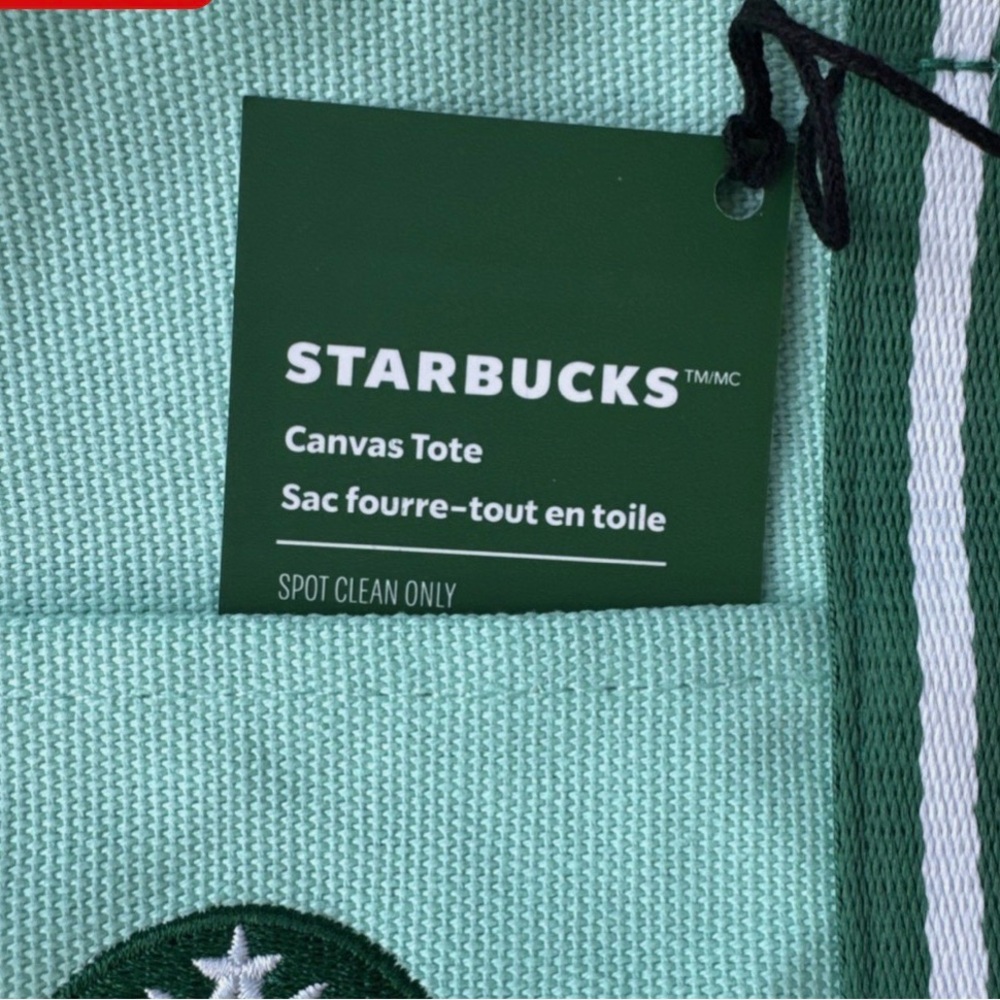 Starbucks Mint Green Canvas Tote Bag Limited Edition Hit the Road - Picture 2 of 4